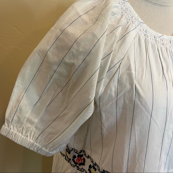 Madewell Embroidered Keyhole Tiered Midi Dress in Stripe Size Medium - Picture 4 of 12